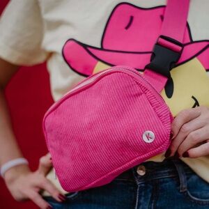 Katydid Corduroy Belt Bag / Fanny Pack – Hot Pink – EUC
